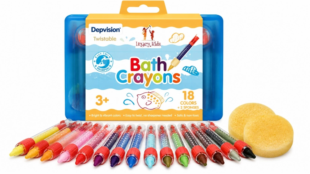 Depvision Twistable Bath Crayons (18-pack + 2 sponges)