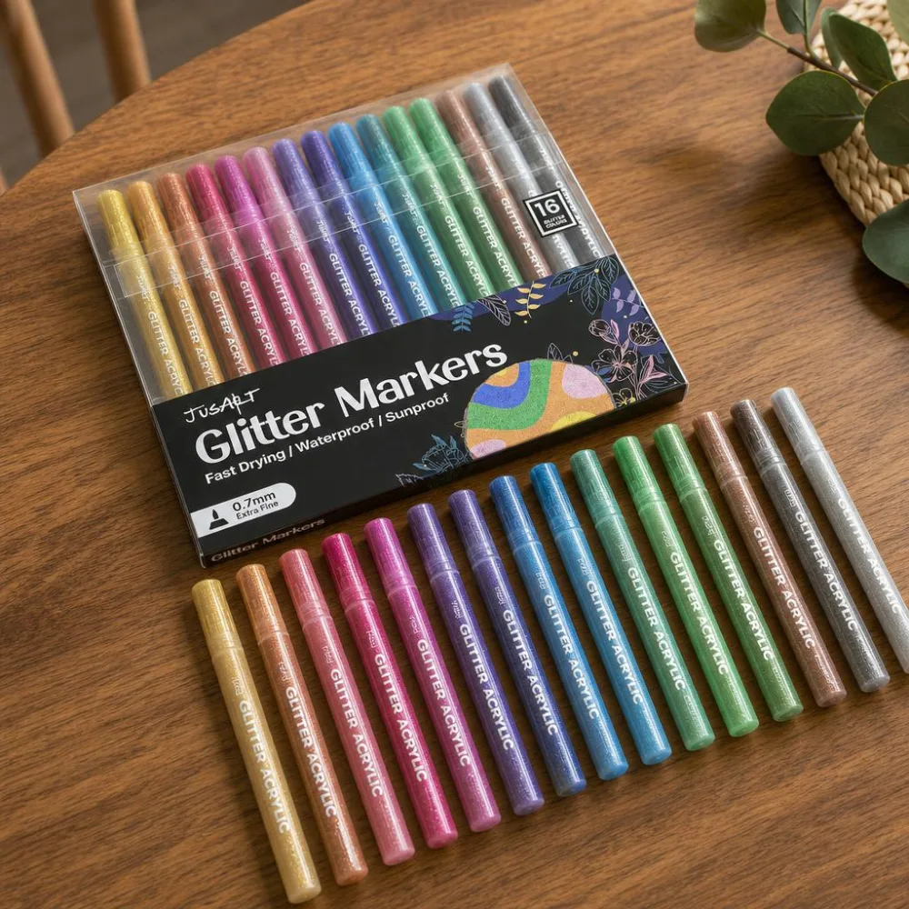 JusArt Glitter Paint Markers (16)