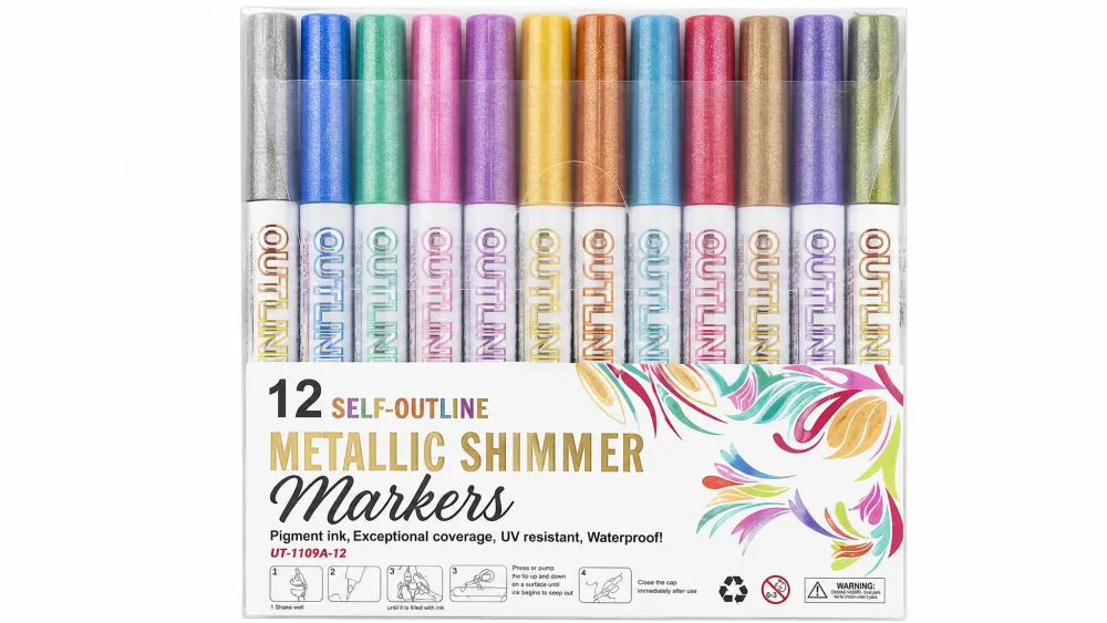 Self-Outline Metallic Shimmer Markers (12)