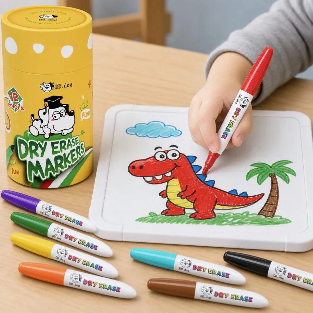 DD.DOG Mini Dry Erase Markers for Kids, 12-Pack — hands-on photo