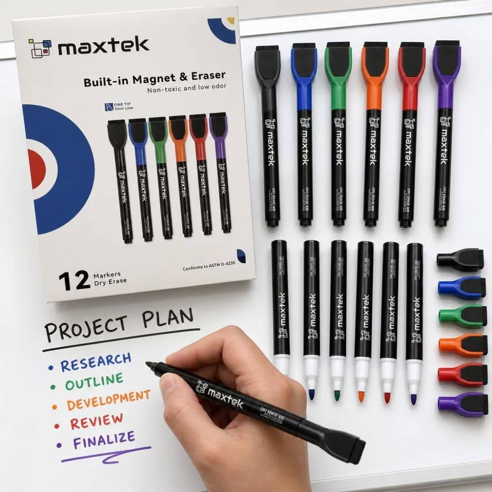 maxtek Magnetic Whiteboard Markers, 12-Count — hands-on photo