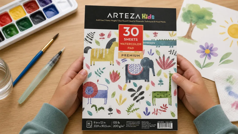 Arteza Kids Watercolor Paper Pad — hands-on photo