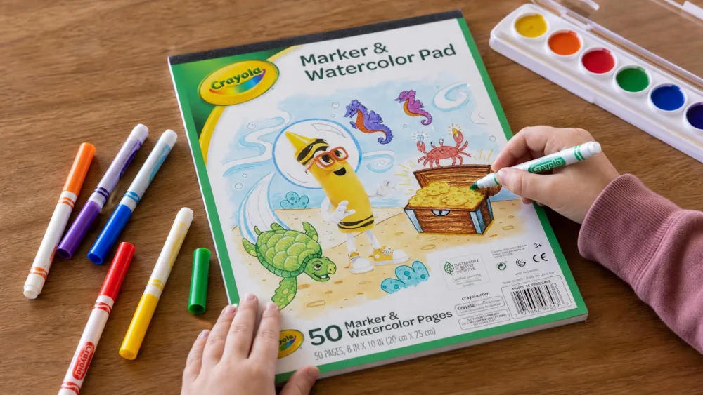 Crayola Marker & Watercolor Pad — hands-on photo