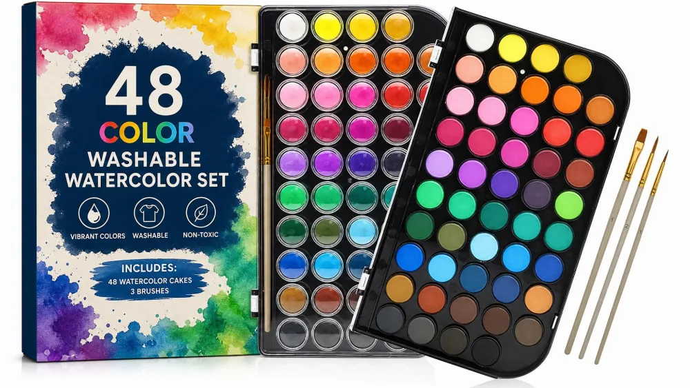 48-Color Washable Watercolor Set