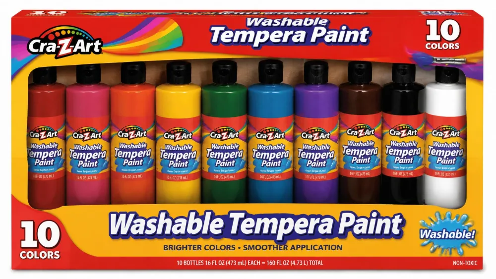 Cra-Z-Art Washable Tempera Paint Bulk Pack, 10 ct