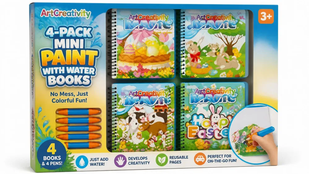 ArtCreativity 4-Pack Mini Paint with Water Books