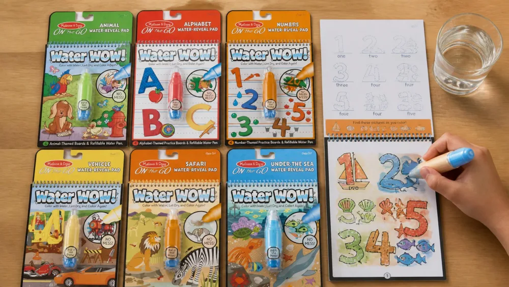 Melissa & Doug Water Wow! 6-Pack Water-Reveal Pad Bundle — hands-on photo