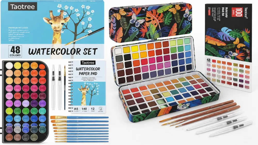 Taotree Watercolor Paint Set, 48 Colors