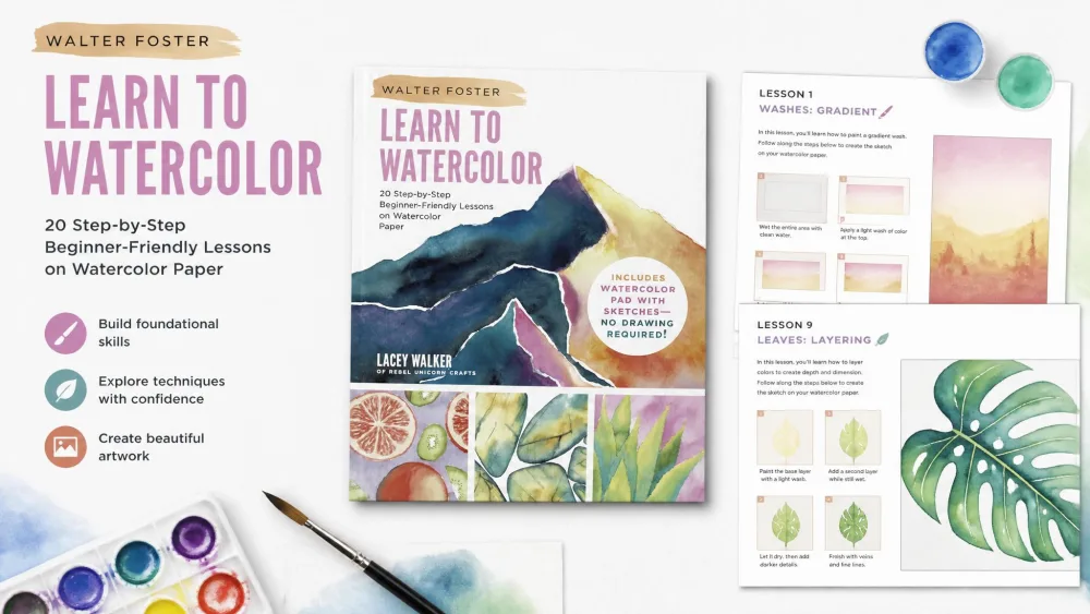 Walter Foster Learn to Watercolor: 20 Step-by-Step Beginner-Friendly Lessons