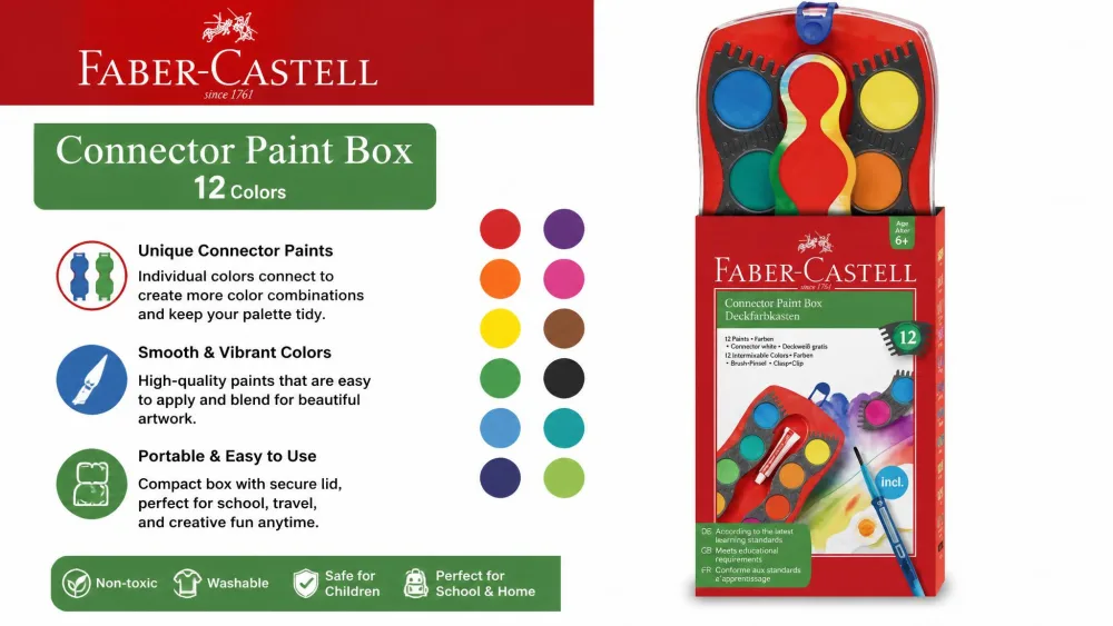 Faber-Castell Connector Paint Box, 12 Colors