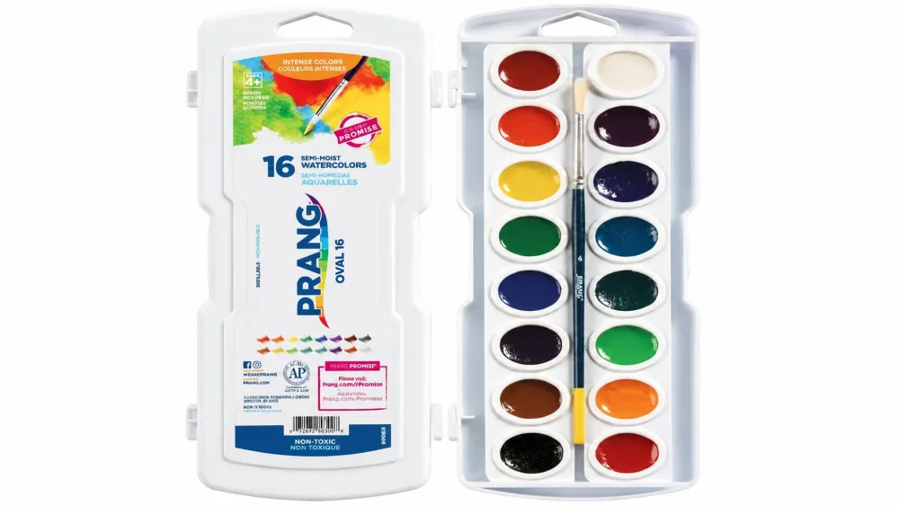 Prang Semi-Moist Watercolor Set, 16 Colors