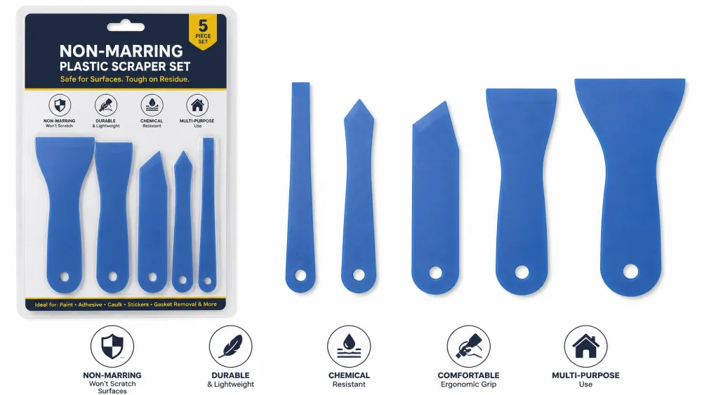 Non-marring plastic scraper set
