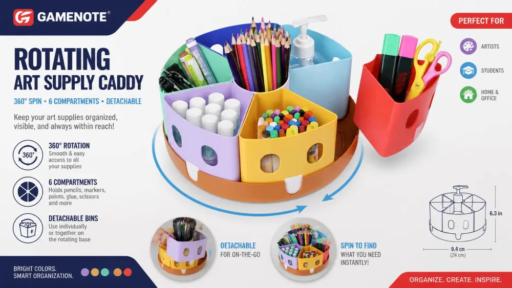 Gamenote Rotating Art Supply Caddy