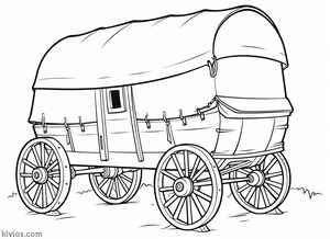 Covered Wagon Coloring Page #128042268