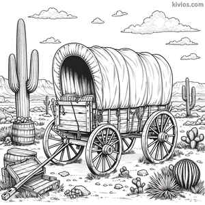 Covered Wagon Coloring Page #1789926047
