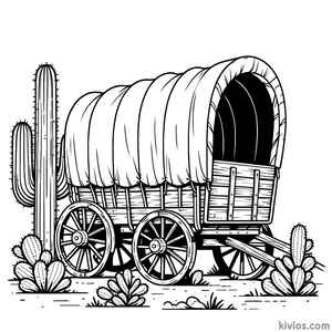 Covered Wagon Coloring Page #22143250