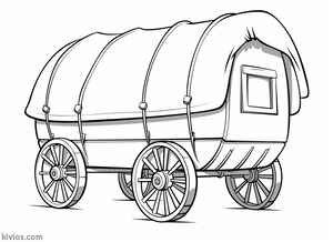 Covered Wagon Coloring Page #2232130791