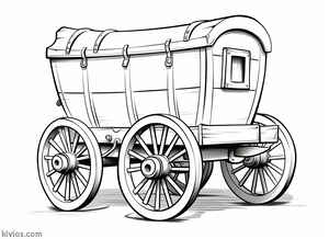 Covered Wagon Coloring Page #3081012052