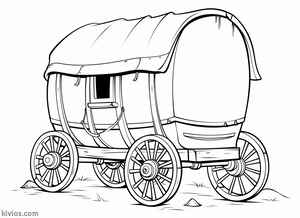 Covered Wagon Coloring Page #65623344