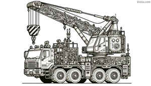 Crane Truck Coloring Page #269182155
