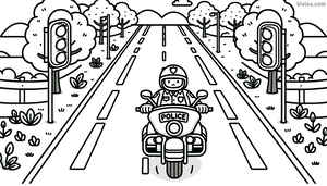 Police Motorcycle Coloring Page #2146814395
