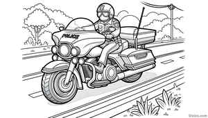 Police Motorcycle Coloring Page #2819616522