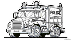 Police Truck Coloring Page #1868420528