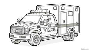 Police Truck Coloring Page #2006425129