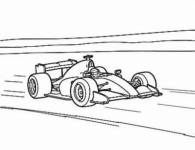 An easy F1 race car coloring page.