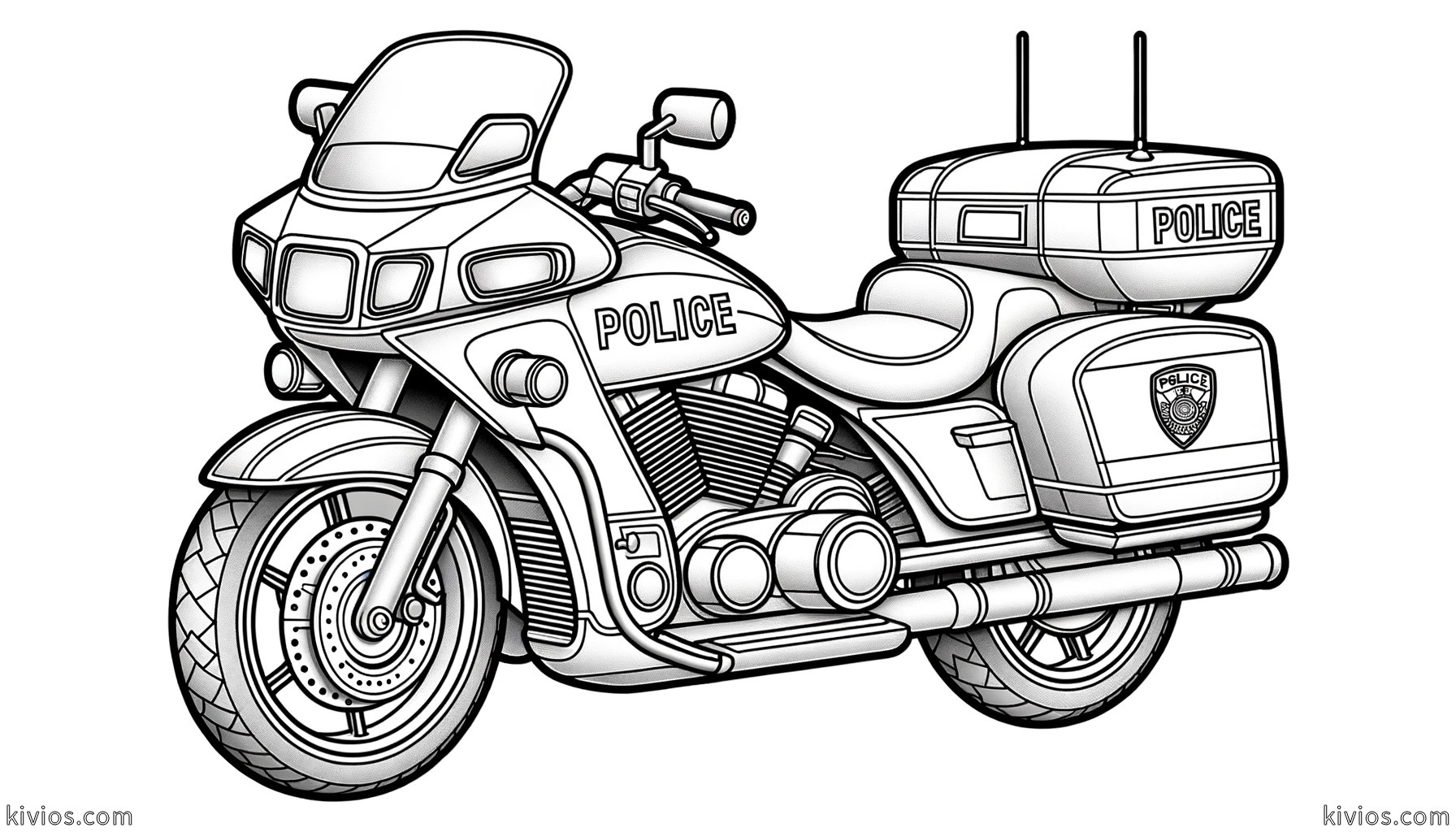 Police Motorcycle Coloring Pages - Kivios