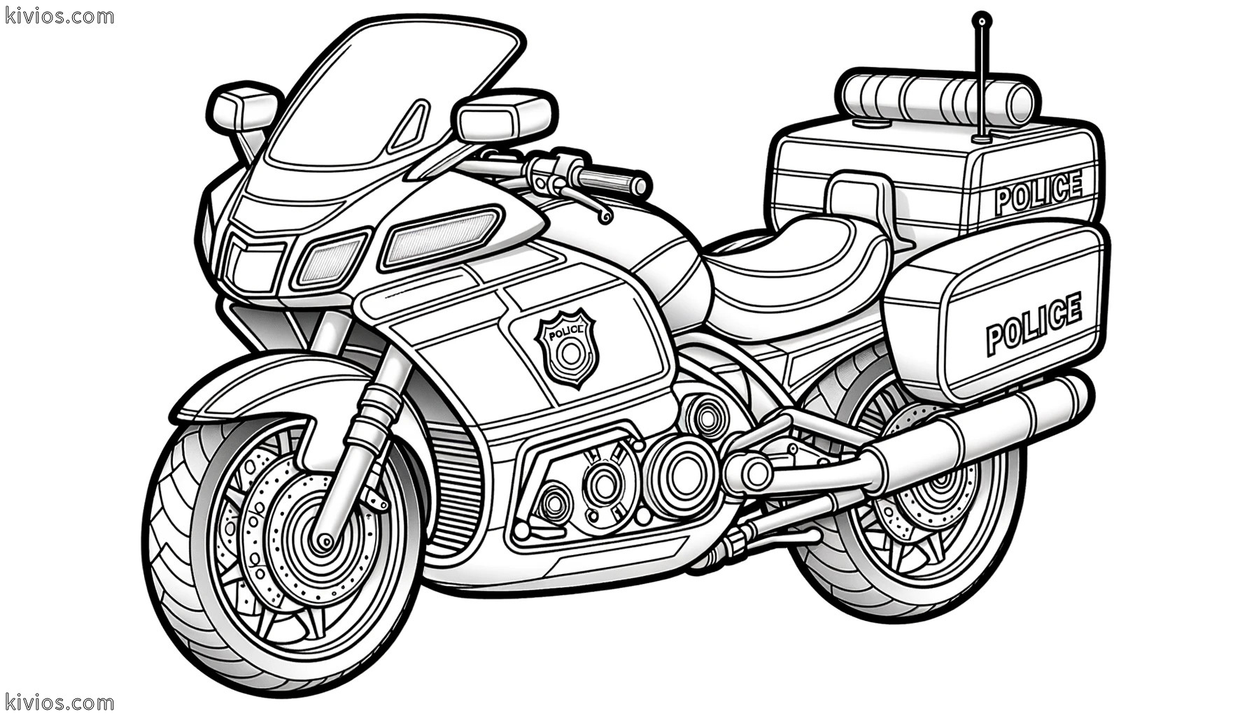 Police Motorcycle Coloring Pages - Kivios