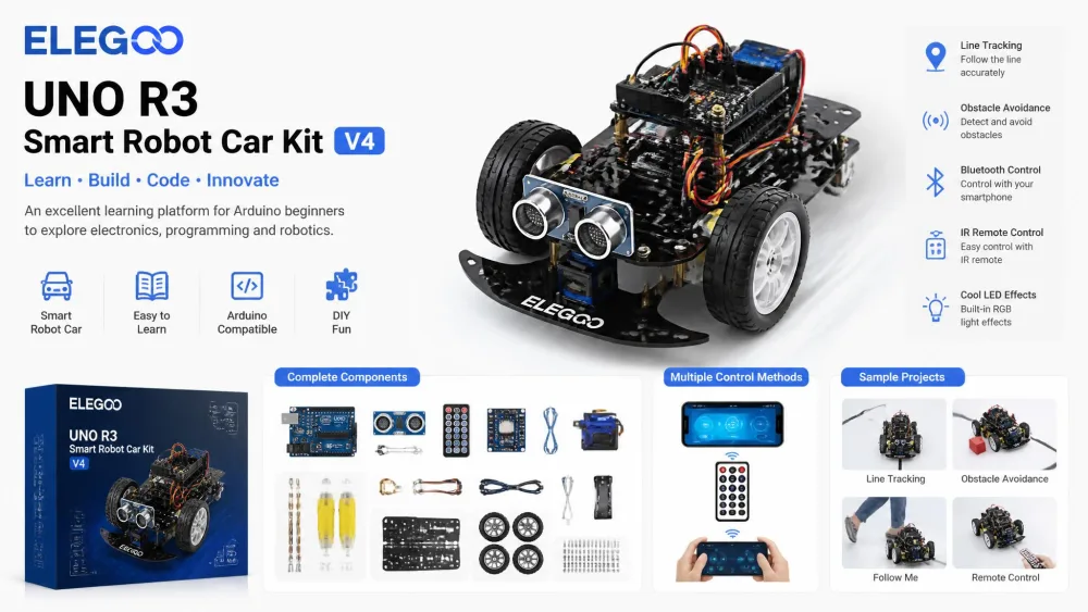 ELEGOO UNO R3 Smart Robot Car Kit V4