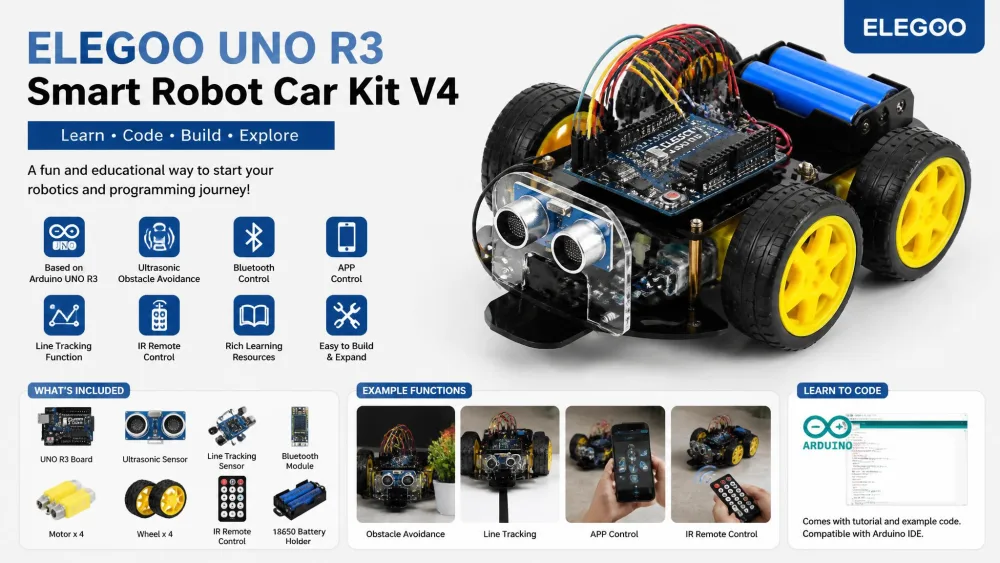 ELEGOO UNO R3 Smart Robot Car Kit V4