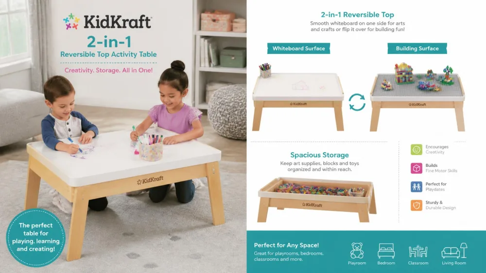 KidKraft 2-in-1 Reversible Top Activity Table