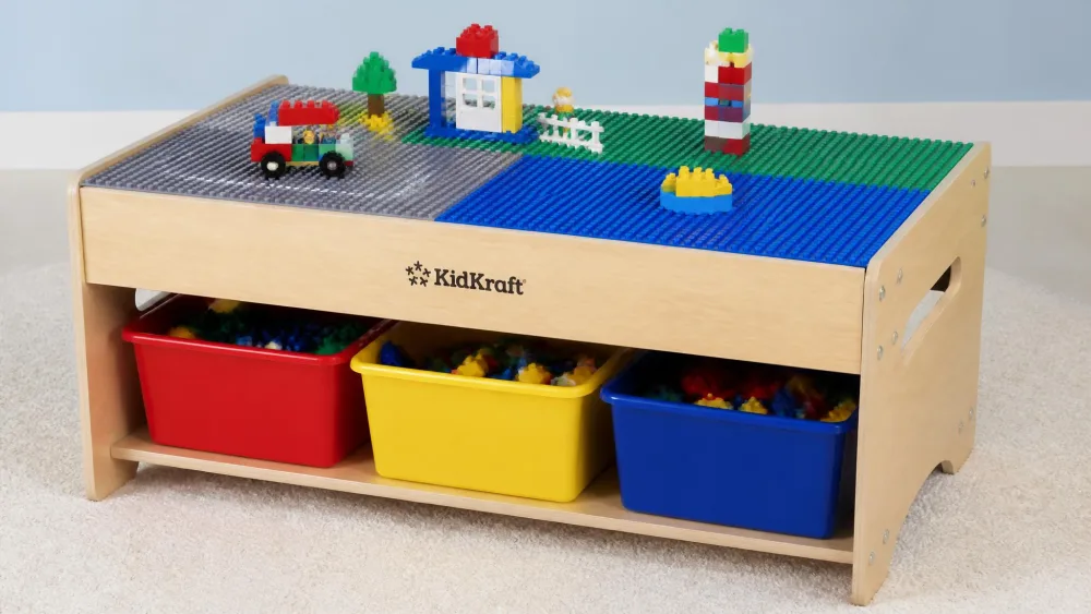 KidKraft Building Bricks Play N Store Wooden Table