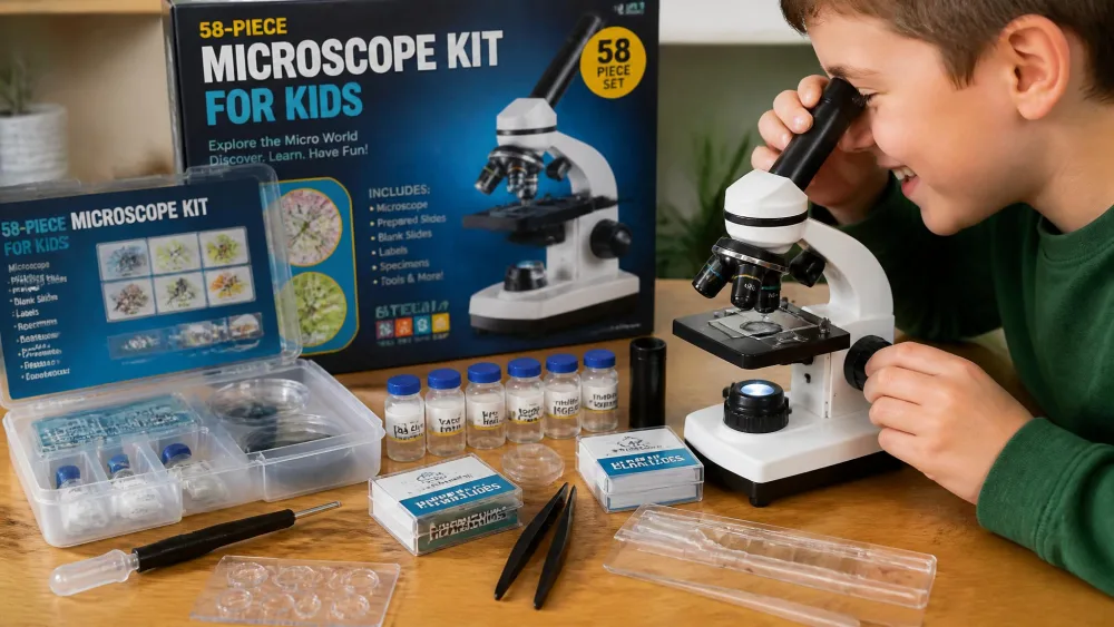 58-Piece Kids Microscope Kit — hands-on photo