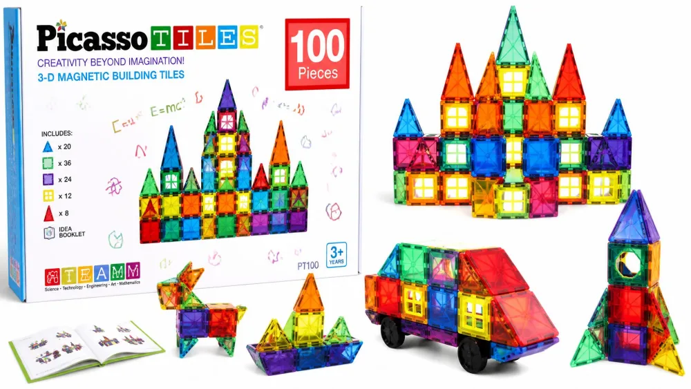 PicassoTiles 100 Piece Magnetic Tiles