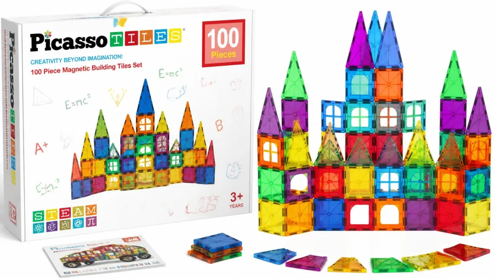 PicassoTiles 100 Piece Magnetic Tiles